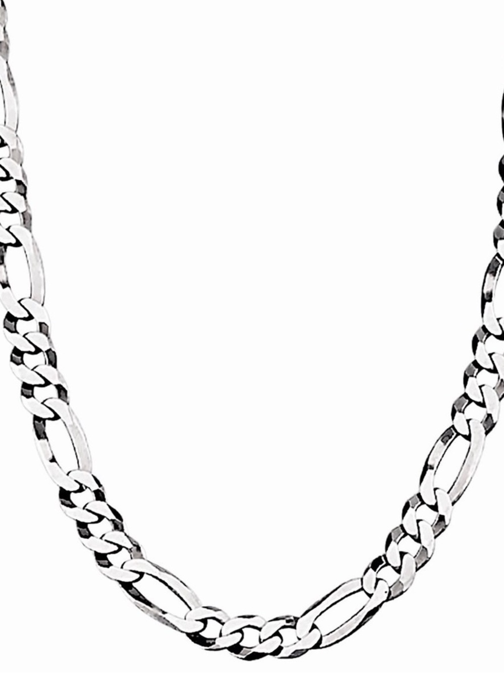 18K White Gold Plated Figaro Chain Necklace 8MM 22" Unisex
